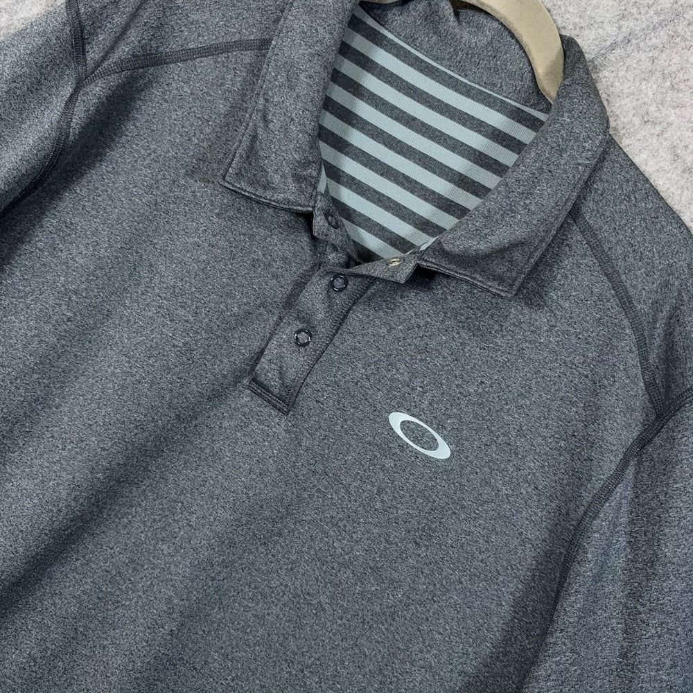 Oakley Skull Collection Reversible Polo Mens Sz XL Gray OHydrolix 4-Way Stretch